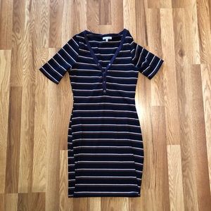 Navy Blue/White Striped Dress